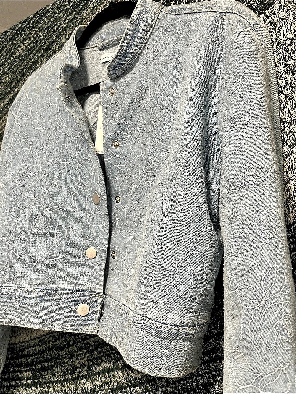 And Now This Denim Coordi Floral Denim Jacket Blue Large